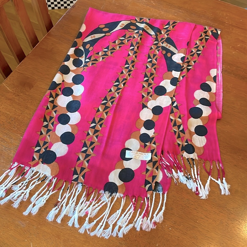 Gorgeous 70% Pashmina 30% Silk Luxury Wrap Shawl Scarf |Color: Gray/Pink/White